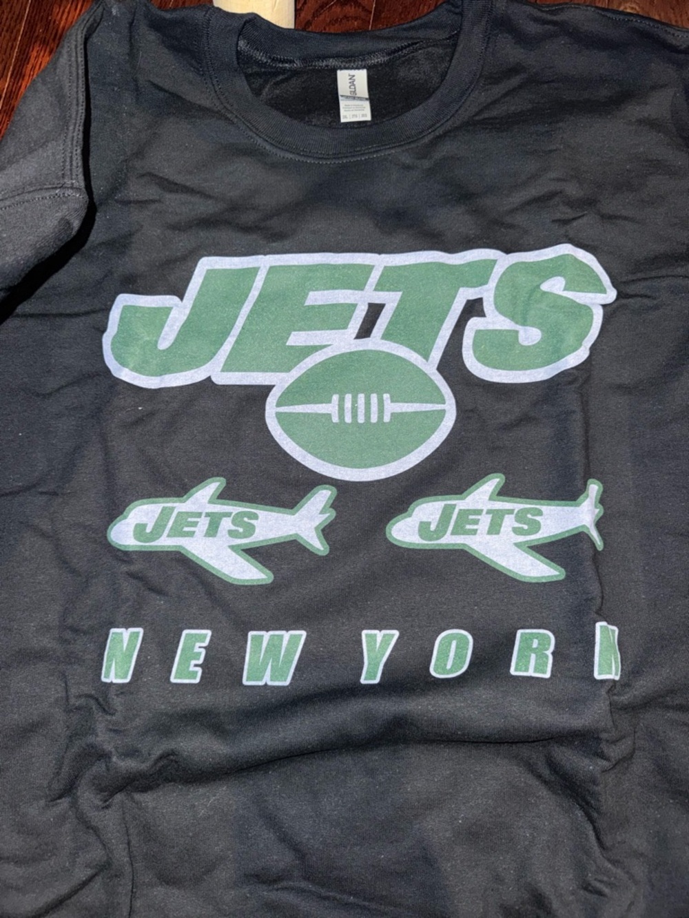 Gildan Black Crewneck Sweatshirt New York Jets Graphics